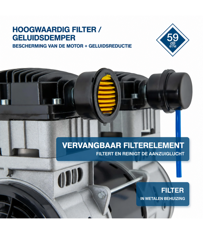 Hyundai 50 Liter Stille Compressor – 8 Bar, 232 l/min en Olievrij | SAC55753