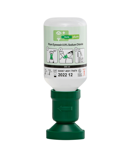 Plum Bouteille de rinçage oculaire PLUM, solution saline, 200 ml, 1 pièce ou à l'unité