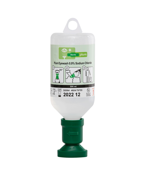 Plum Bouteille de rinçage oculaire PLUM, solution saline, 500 ml, 1 pièce ou à l'unité