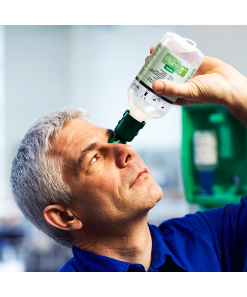 Plum Station de rinçage oculaire PLUM 2 x 500 ml avec support mural et pictogramme / 1 unité