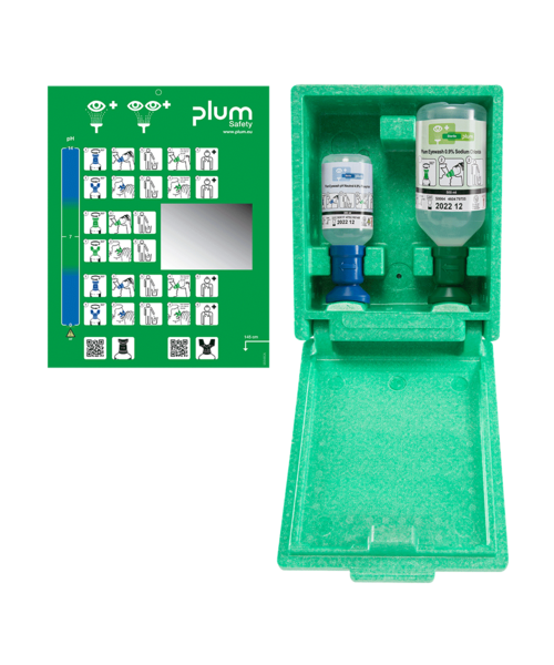 Plum Trousse de rinçage oculaire PLUM 1x200 ml pH neutre + 1x500 ml solution saline / 1 unité