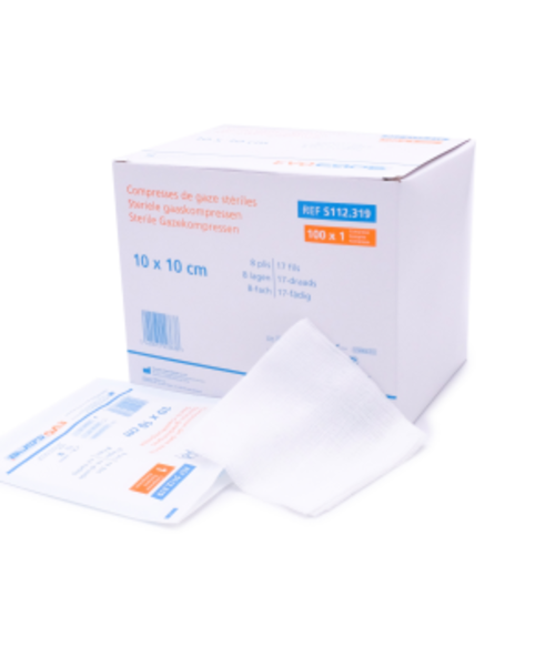 Evocare  Evocare compresse de gaze 10 x 10 cm stérile / 100 pièces