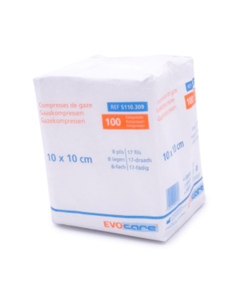 Evocare  Compresses de gaze Evocare non stériles 10 x 10 cm/ 100 pièces