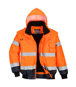 PORTWEST Veste bomber haute visibilité orange/marine