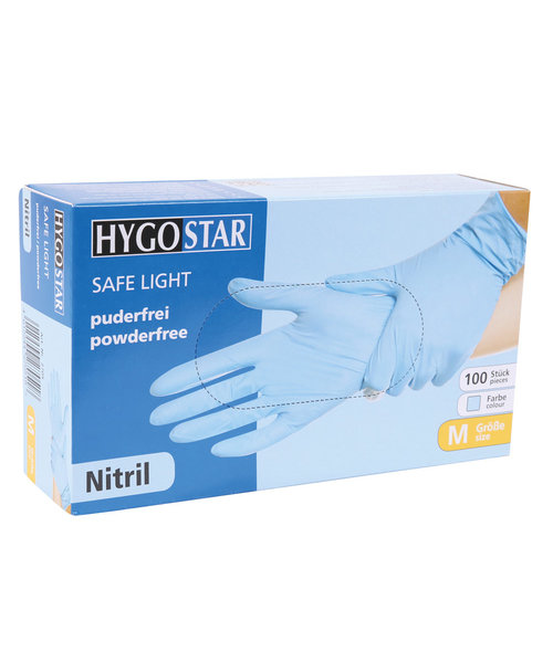 HygoStar Gants en nitrile SAFE LIGHT sans poudre, couleur bleue