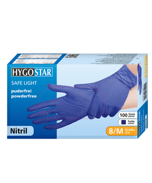 HygoStar Gants en nitrile SAFE LIGHT sans poudre, bleu foncé
