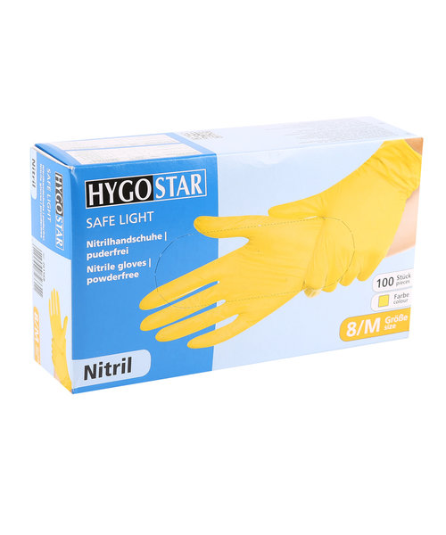 HygoStar Gants en nitrile SAFE LIGHT non poudrés, couleur jaune
