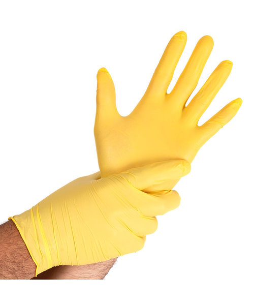 HygoStar Gants en nitrile SAFE LIGHT non poudrés, couleur jaune