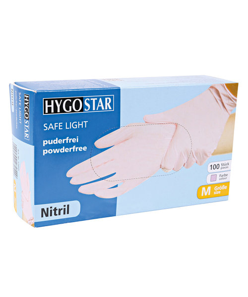 HygoStar Gants en nitrile SAFE LIGHT sans poudre, couleur rose