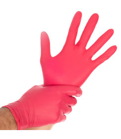 Gants en nitrile SAFE LIGHT sans poudre, couleur rouge