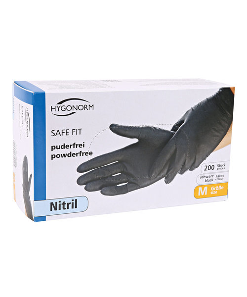 HygoNorm Gants en nitrile SAFE FIT sans poudre, couleur noire
