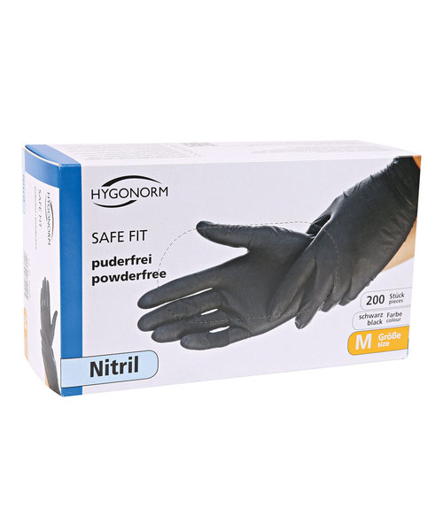 HygoNorm Nitrile Handschoenen SAFE FIT poedervrij zwart