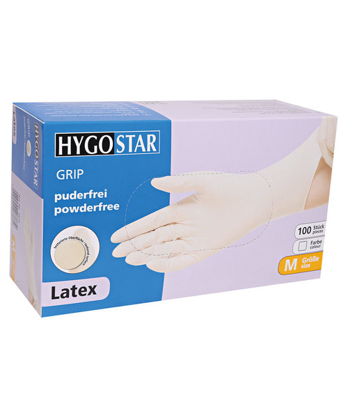 HygoStar Gants en latex GRIP sans poudre, blancs