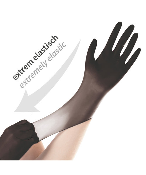 HygoStar Gants en nitrile SAFE SUPER STRETCH sans poudre, couleur noire