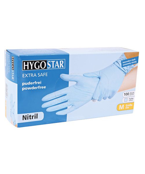 HygoStar Gants en nitrile EXTRA SAFE sans poudre, couleur bleue