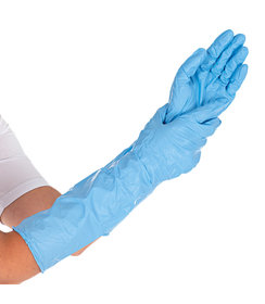Gants en nitrile EXTRA SAFE SUPERLONG (40 cm) - Bleu