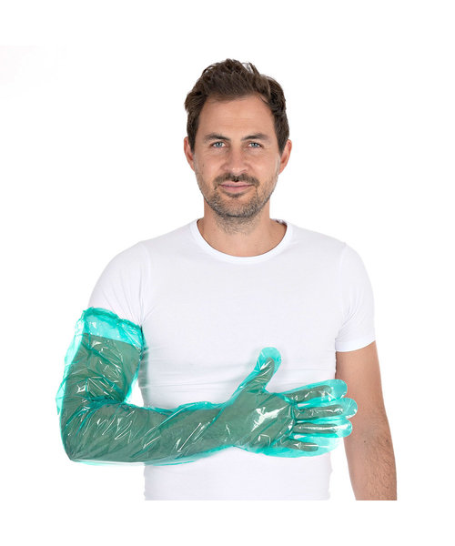 HygoStar Gants LDPE SOFTLINE LONG PLUS 90 cm avec élastique aux poignets - vert