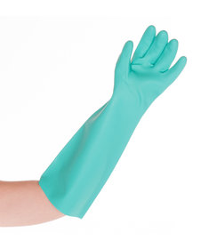 Gants en nitrile Protection chimique PROFESSIONAL longs 46 cm - verts