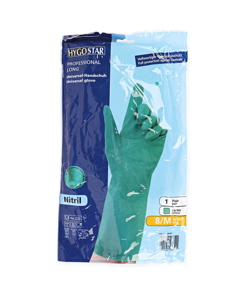 HygoStar Gants en nitrile Protection chimique PROFESSIONAL longs 46 cm - verts