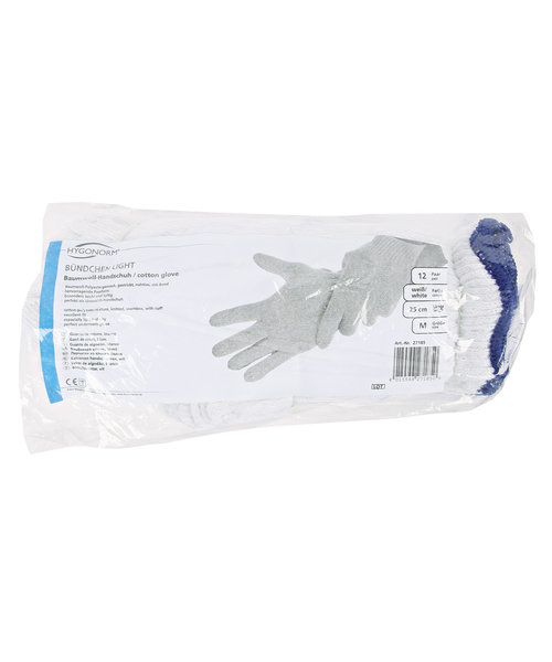 HygoNorm Gants en coton CUFF LIGHT blancs