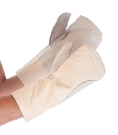 Gants de cuisine résistants à la chaleur avec manchette / cuir, toile