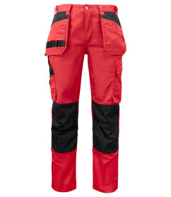 PROJOB Prio pantalon de travail avec poches genoux et poches à clous rouge