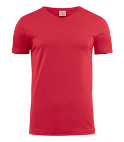 PRINTER T-shirt épais à col en V rouge