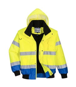 PORTWEST Hi-Vis Contrast Bomberjack geel/korenblauw