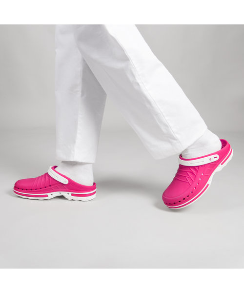 WOCK CLOG 09 blanc/fuchsia, Steri-tech (sabot médical)