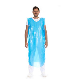 Tablier jetable en LDPE pour le corps entier, 30 my/bleu