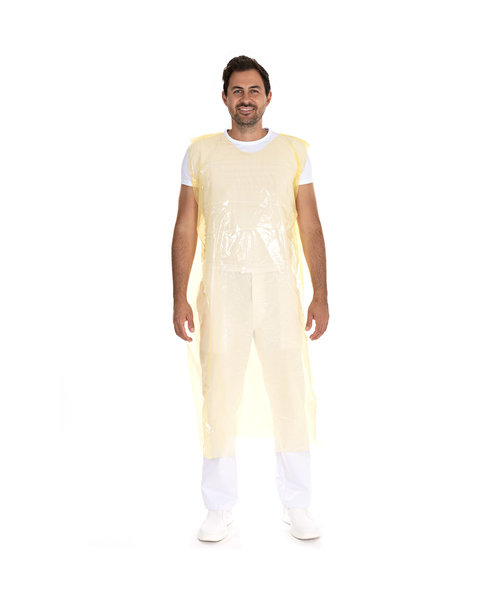 HygoStar Tablier jetable en LDPE pour le corps entier, 30 my/jaune