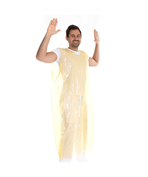 HygoStar Tablier jetable en LDPE pour le corps entier, 30 my/jaune