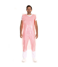 Tablier jetable en LDPE pour le corps entier, 30 my/rouge