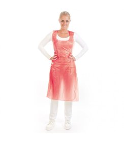 Tablier jetable en LDPE en rouleau 16 my/ rouge