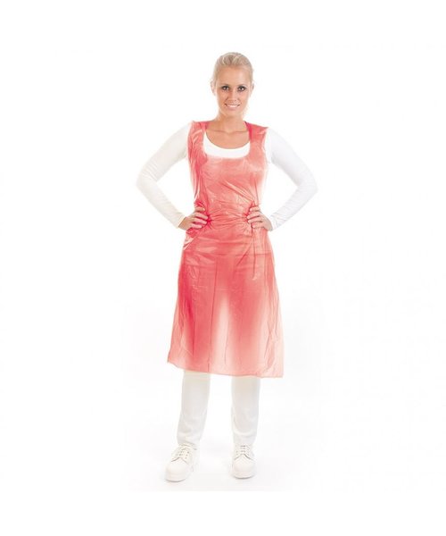 HygoStar Tablier jetable en LDPE en rouleau 16 my/ rouge