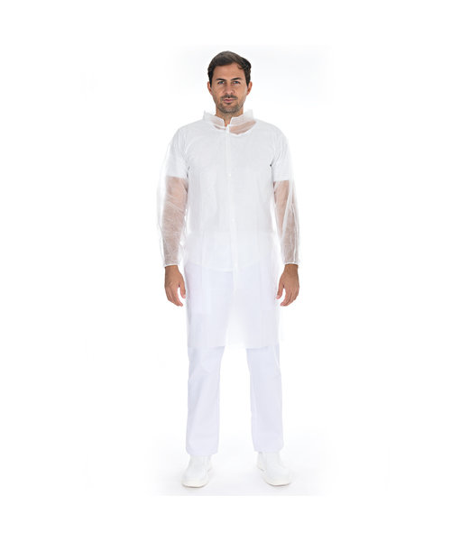 HygoNorm Veste visiteur PP Light avec col et boutons-pression / blanche