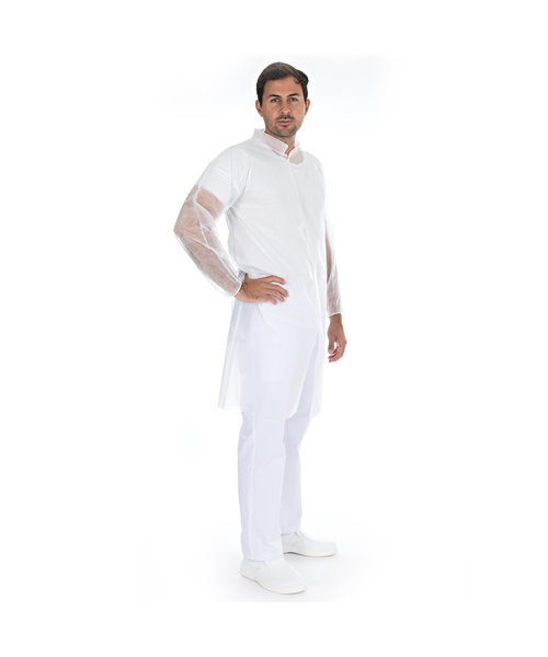 HygoNorm Veste visiteur PP Light avec col et boutons-pression / blanche