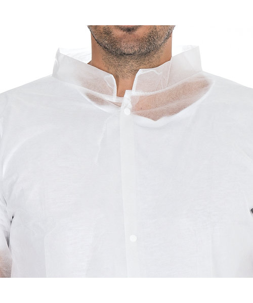 HygoNorm Veste visiteur PP Light avec col et boutons-pression / blanche