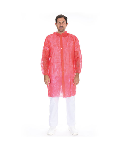 HygoNorm Veste visiteur PP Light avec col et boutons-pression / rouge