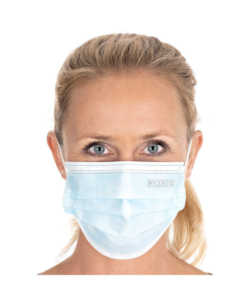 HygoStar Masque buccal de type II (BFE > 98 %), 3 couches PP/bleu