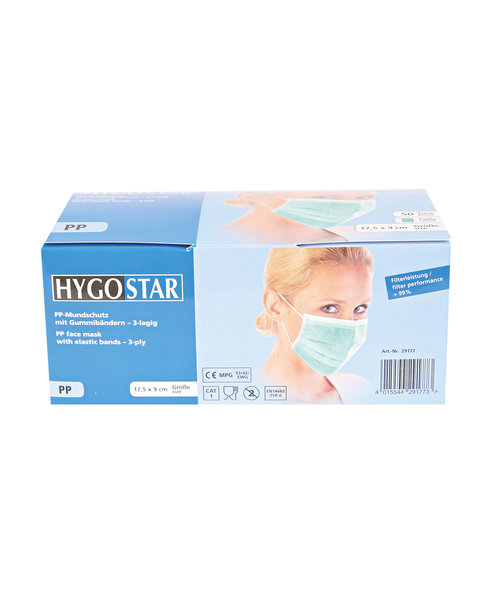 HygoStar Masque buccal de type II (BFE > 98 %), 3 couches PP/vert