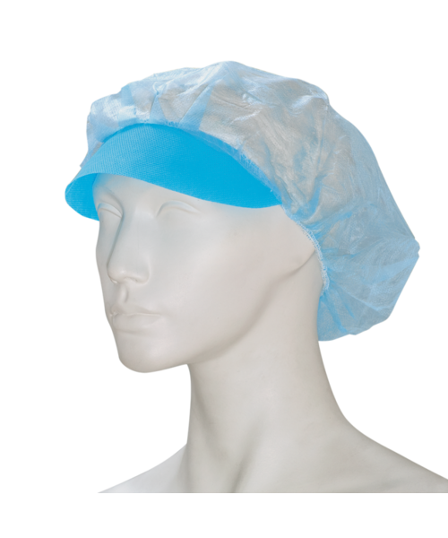 Care & Serve Bonnet hygiénique non tissé avec visière (béret) 50 cm bleu