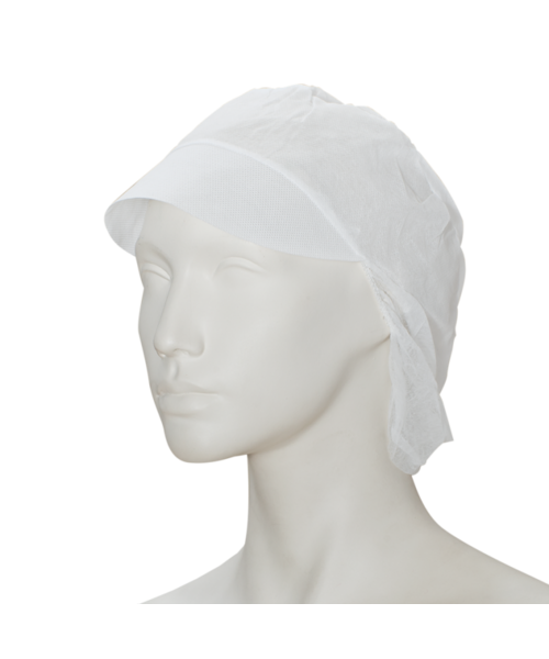 Care & Serve Casquette en tissu non tissé PREMIUM avec visière, couleur blanche