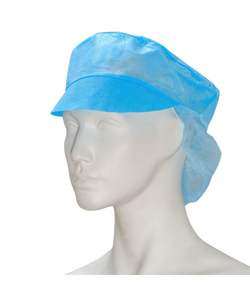 Care & Serve Casquette en tissu non tissé PREMIUM avec visière bleue