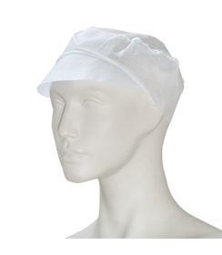 Casquette en tissu non tissé de qualité supérieure avec visière et élastique à l'arrière, couleur blanche