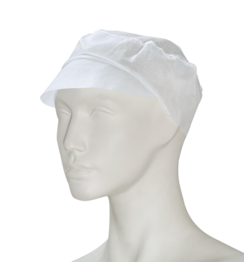 PREMIUM non-woven haarpet met klep en elastiek in nek wit