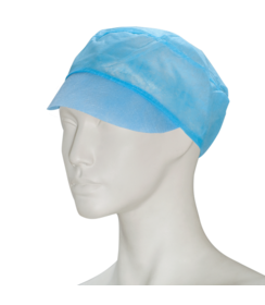 Casquette en tissu non tissé de qualité supérieure avec visière et élastique à l'arrière, couleur bleue