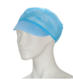 PREMIUM non-woven haarpet met klep en elastiek in nek blauw