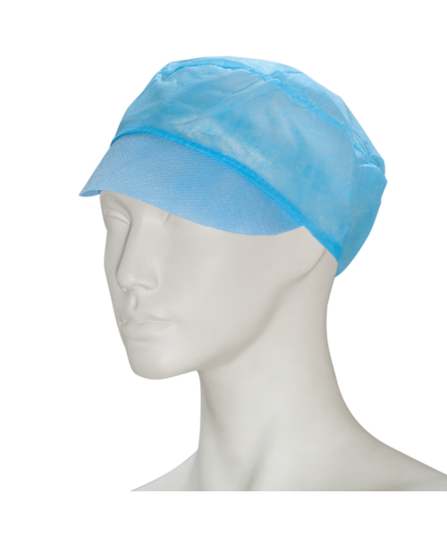 Care & Serve Casquette en tissu non tissé de qualité supérieure avec visière et élastique à l'arrière, couleur bleue