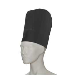 PREMIUM papieren koksmuts (ovaal) 25 cm zwart